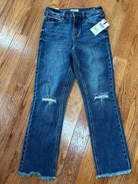 Oat New York high rise relaxed straight distressed denim jeans size 25 women’s